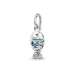 Charm femme pandora pendant poisson À Écailles bleues argent 925/1000 - accueil - edora - 0