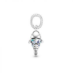 Charm femme pandora pendant poisson À Écailles bleues argent 925/1000 - accueil - edora - 2