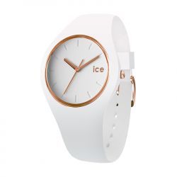 Montre femme ice watch ice glam silicone blanc - s - analogiques - edora - 0