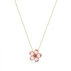 Collier femme swarovski florere rose plaqué ton or - colliers-femme - edora - 0