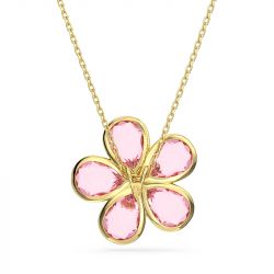 Collier femme swarovski florere rose plaqué ton or - colliers-femme - edora - 3