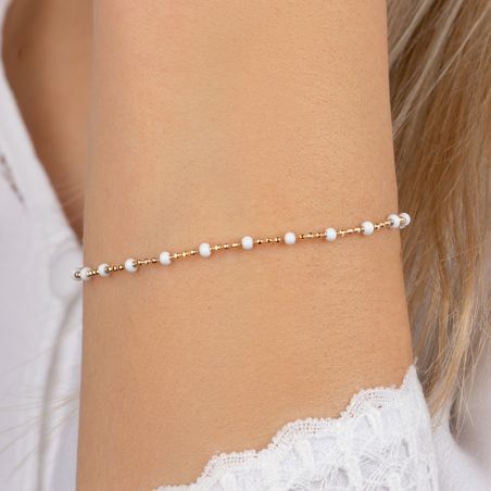 Bracelet or & argent, bracelet plaqué or, bracelet cuir & tissu (49) - bracelets-femme - edora - 2