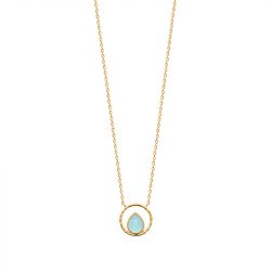 Collier femme edora collection harmony plaqué or agate bleue - colliers-femme - edora - 0