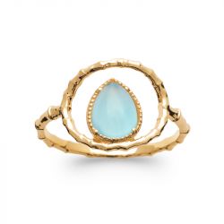 Bague femme edora collection harmony plaqué or agate bleue - bagues-femmes - edora - 0