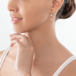 Boucles d’oreilles pendantes argent, or, perles & or blanc femme (14) - pendantes - edora - 2