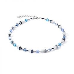 Collier Femme Coeur De Lion Geocube Iconic Nature Bleu Blanc Acier Argent Colliers Femme Edora