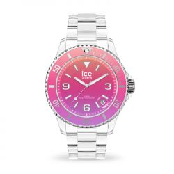 Montre femme s ice watch clear sunset pink plastique transparent - montres-femme - edora - 0