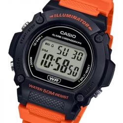 Montre homme digitale casio timeless résine orange w-219h-4avef - digitales - edora - 1