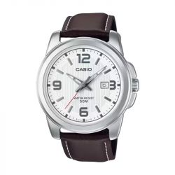 Montre homme casio timeless cuir brun - analogiques - edora - 0