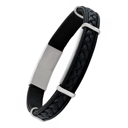 Bracelet or & argent, bracelet plaqué or, bracelet cuir & tissu (43) - plus-de-bracelets-hommes - edora - 2