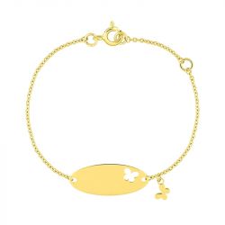 Bracelet bébé gourmette papillon or 375/1000 jaune maille jaseron edo9fr35bbd2-14 - gourmettes - edora - 0