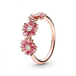 Bague femme taille 56 pandora trio de marguerites rose doré rose 14 carats - plus-de-bagues-femmes - edora - 2