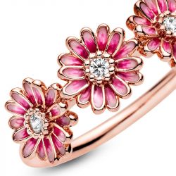 Bague femme taille 56 pandora trio de marguerites rose doré rose 14 carats - plus-de-bagues-femmes - edora - 4