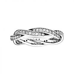 Bague femme taille 52 pandora torsades scintillante argent 925/1000 - plus-de-bagues-femmes - edora - 0