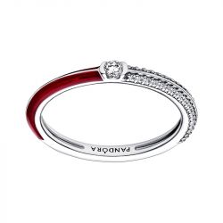 Bague femme taille 54 pandora me double pavÉ & rouge argent 925/1000 - solitaires - edora - 0