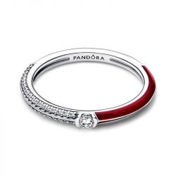 Bague femme taille 54 pandora me double pavÉ & rouge argent 925/1000 - solitaires - edora - 2