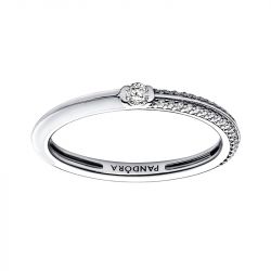 Bague femme taille 52 pandora me double pavÉ & blanche argent 925/1000 - solitaires - edora - 0