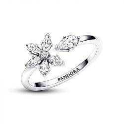 Bague femme taille 50 pandora ouverte herbier scintillant argent 925/1000 - plus-de-bagues-femmes - edora - 3