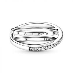 Bague femme taille 50 pandora triple pavÉ croisÉ argent 925/1000 - plus-de-bagues-femmes - edora - 2