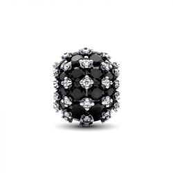 Charm femme pandora rond pavÉ noir scintillant argent 925/1000 - charms - edora - 2