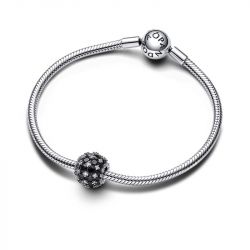 Charm femme pandora rond pavÉ noir scintillant argent 925/1000 - charms - edora - 3