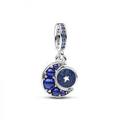 Charm femme pandora pendant rotatif lune scintillante argent 925/1000 - charms - edora - 0