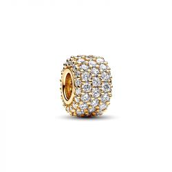 Charm femme clip pandora triple rang pavÉ scintillant doré 14 carats - clips - edora - 0