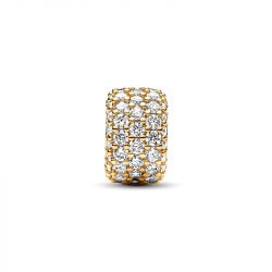 Charm femme clip pandora triple rang pavÉ scintillant doré 14 carats - clips - edora - 2