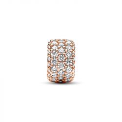 Charm femme clip pandora triple rang pavÉ scintillant doré rose 14 carats - clips - edora - 2