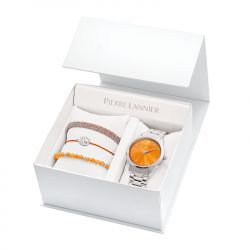 Coffret montre femme pierre lannier roxane acier argenté et bijoux les interchangeables assortis - analogiques - edora - 0