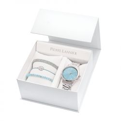 Coffret montre femme pierre lannier roxane acier argenté et bijoux les interchangeables assortis - analogiques - edora - 4