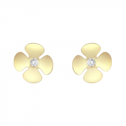 Boucles d'oreilles enfant puces fleurs or 750/1000 jaune et oxydes -  - edora - 2