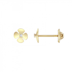 Boucles d'oreilles enfant puces fleurs or 750/1000 jaune et oxydes -  - edora - 0