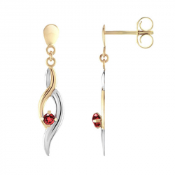 Boucles d'oreilles femme pendantes or 750/1000 bicolore et rubis -  - edora - 0