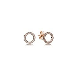 Boucles d'Oreilles Femme CERCLES SCINTILLANTS Doré Rose 14 Carats