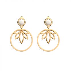 Boucles d'oreilles femme les cadettes lotus perle blanc laiton doré - boucles-d-oreilles-femme - edora - 0