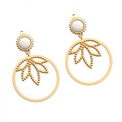 Boucles d'oreilles femme les cadettes lotus perle blanc laiton doré - boucles-d-oreilles-femme - edora - 1