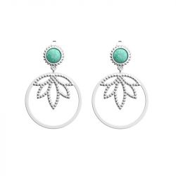 Boucles d'oreilles femme les cadettes lotus perle vert laiton argenté - boucles-d-oreilles-femme - edora - 0