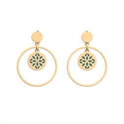 Boucles d'oreilles femme les cadettes lotus laque vert laiton doré - plus-de-boucles-d-oreilles-fem - edora - 0