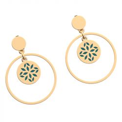 Boucles d'oreilles femme les cadettes lotus laque vert laiton doré - plus-de-boucles-d-oreilles-fem - edora - 1