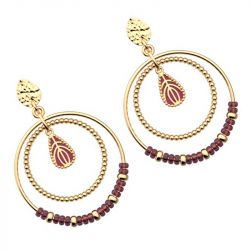 Boucles d'oreilles femme les cadettes pÉtale rouge laiton doré - boucles-d-oreilles-femme - edora - 1