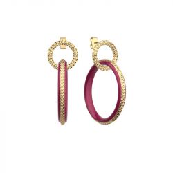 Boucles d'oreilles femme les cadettes reptile rouge laquÉ laiton doré - plus-de-boucles-d-oreilles-fem - edora - 0