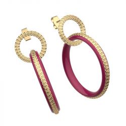 Boucles d'oreilles femme les cadettes reptile rouge laquÉ laiton doré - plus-de-boucles-d-oreilles-fem - edora - 1