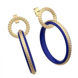 Boucles d'oreilles femme les cadettes reptile bleu laquÉ laiton doré - plus-de-boucles-d-oreilles-fem - edora - 1