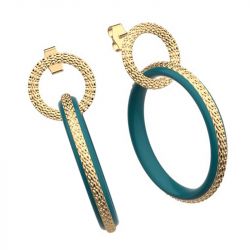 Boucles d'oreilles femme les cadettes reptile vert laquÉ laiton doré - plus-de-boucles-d-oreilles-fem - edora - 1