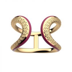 Bague femme les cadettes reptile rouge laquÉ laiton doré - plus-de-bagues-femmes - edora - 0