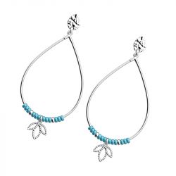 Boucles d'oreilles femme les cadettes lotus goutte laiton argenté perles turquoises - plus-de-boucles-d-oreilles-fem - edora - 1