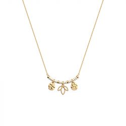 Collier femme les cadettes lotus pampille laiton doré perles blanches - plus-de-colliers-femmes - edora - 0