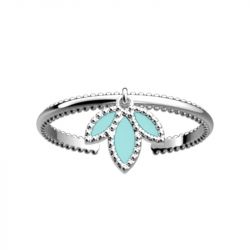 Bague femme les cadettes lotus turquoise laiton argenté - plus-de-bagues-femmes - edora - 0