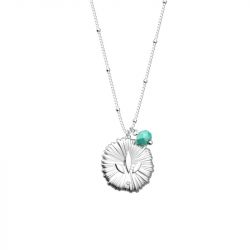 Collier femme les cadettes lotus laiton argenté perle turquoise - plus-de-colliers-femmes - edora - 0